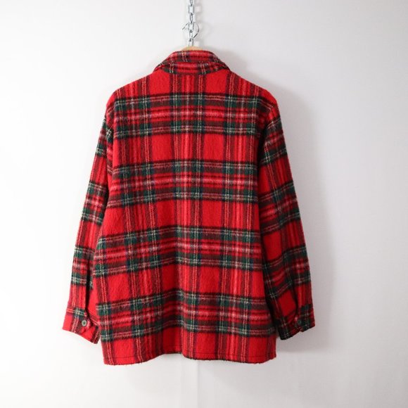 ❌SOLD❌vintage 60s 70s red plaid wool shirt jacket - Picture 5 of 7